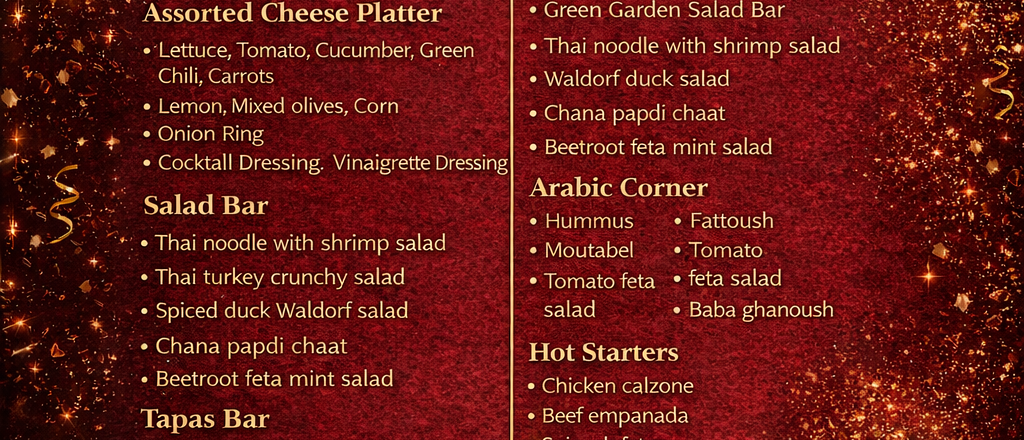 Dhow Cruise Menu New year