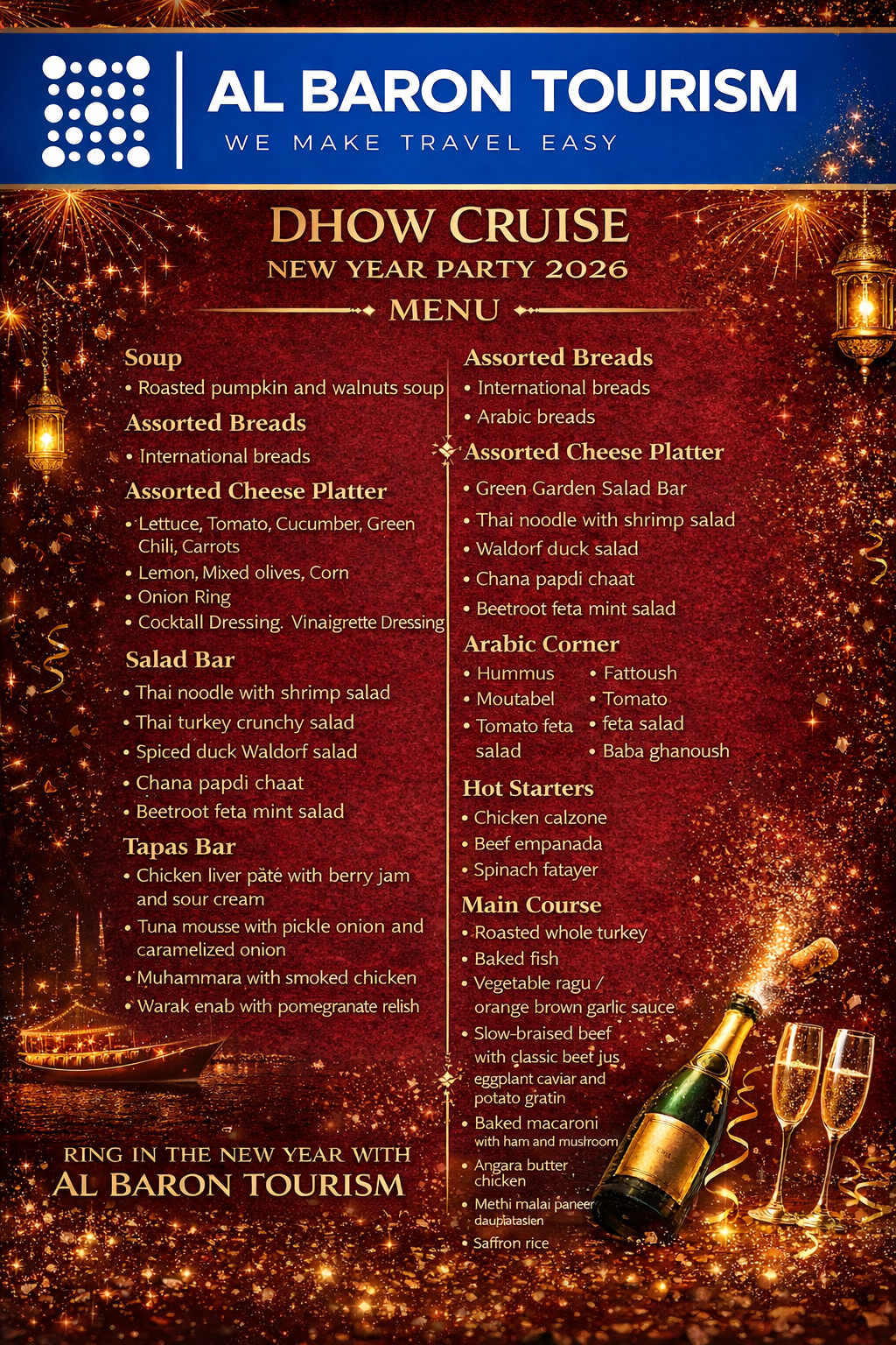 Dhow Cruise Menu New year